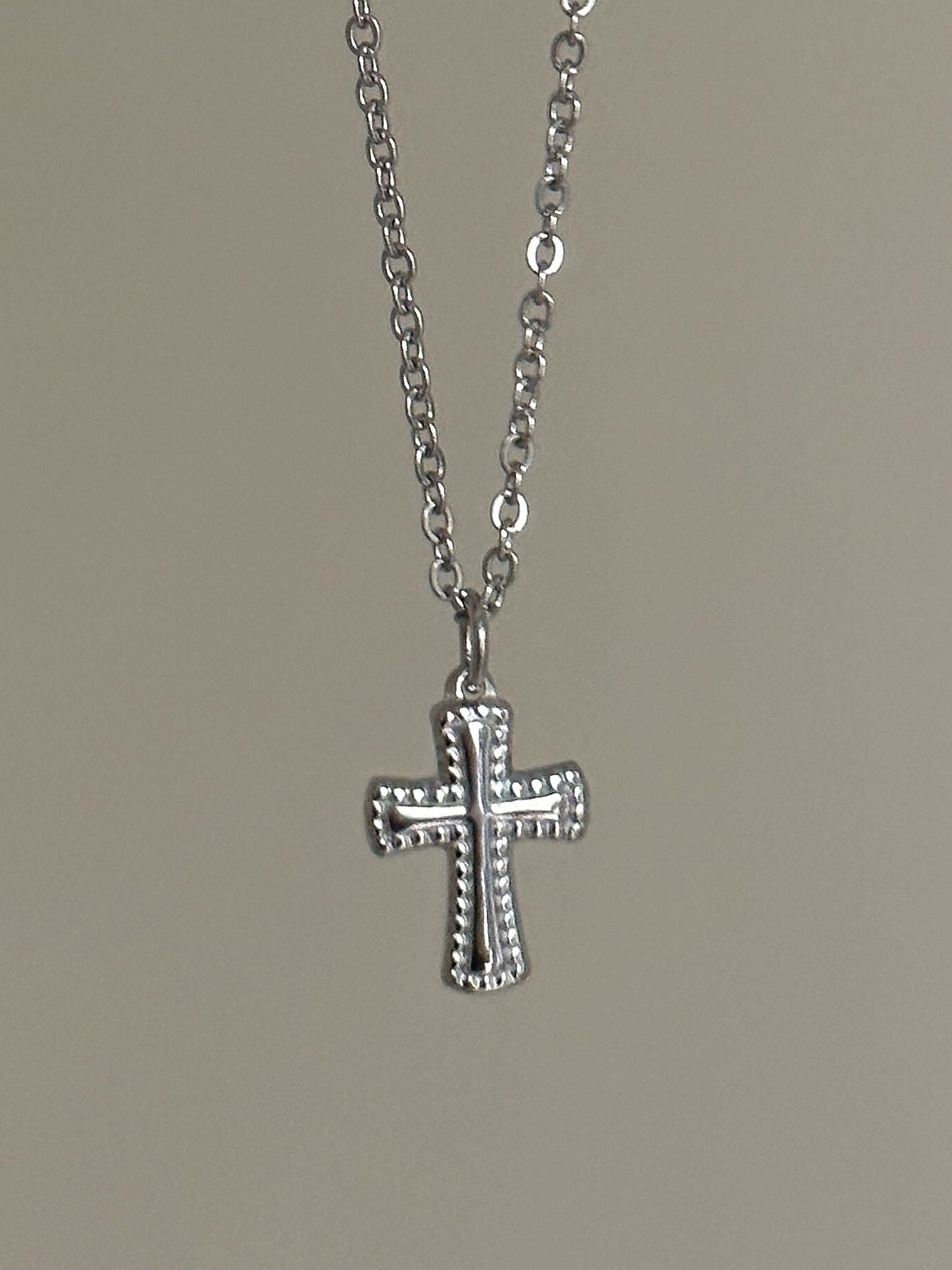 Diamond Large Fleury Cross Necklace