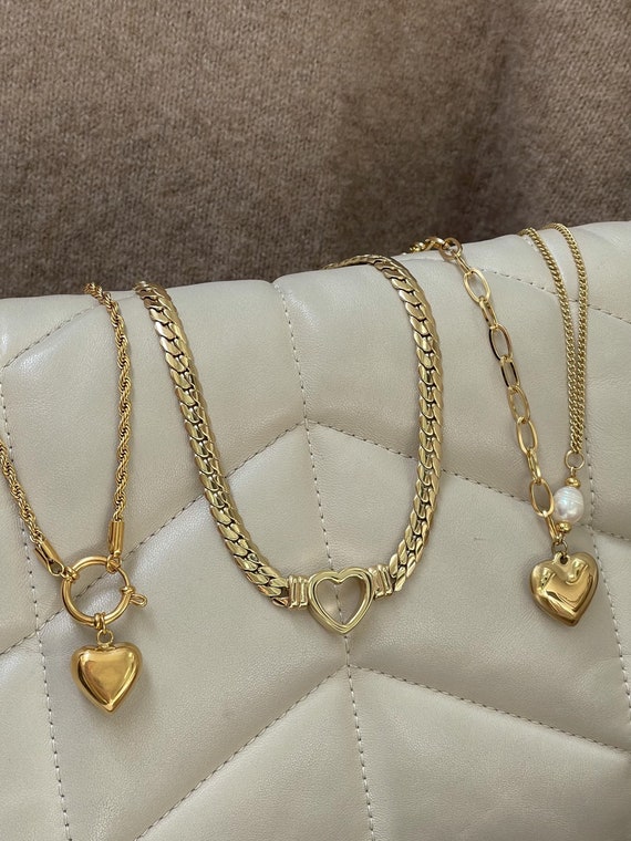 1meter Love Heart Chain Stainless Steel Abs Pearl Beads - Temu