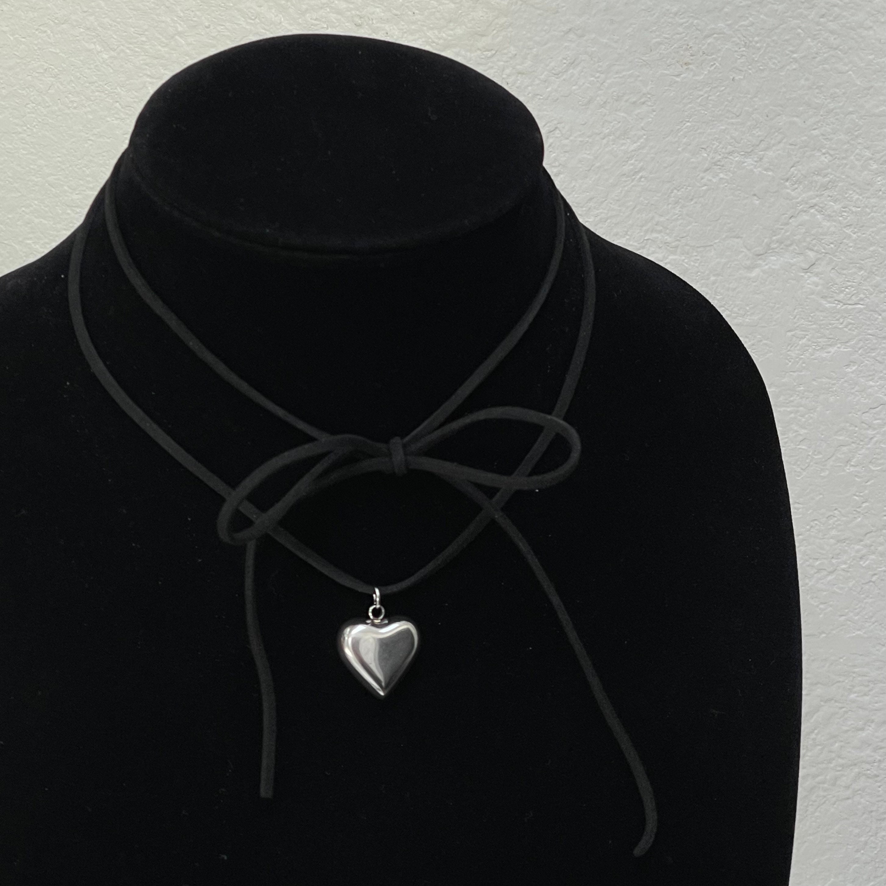 Granite Heart Black Cord Necklace