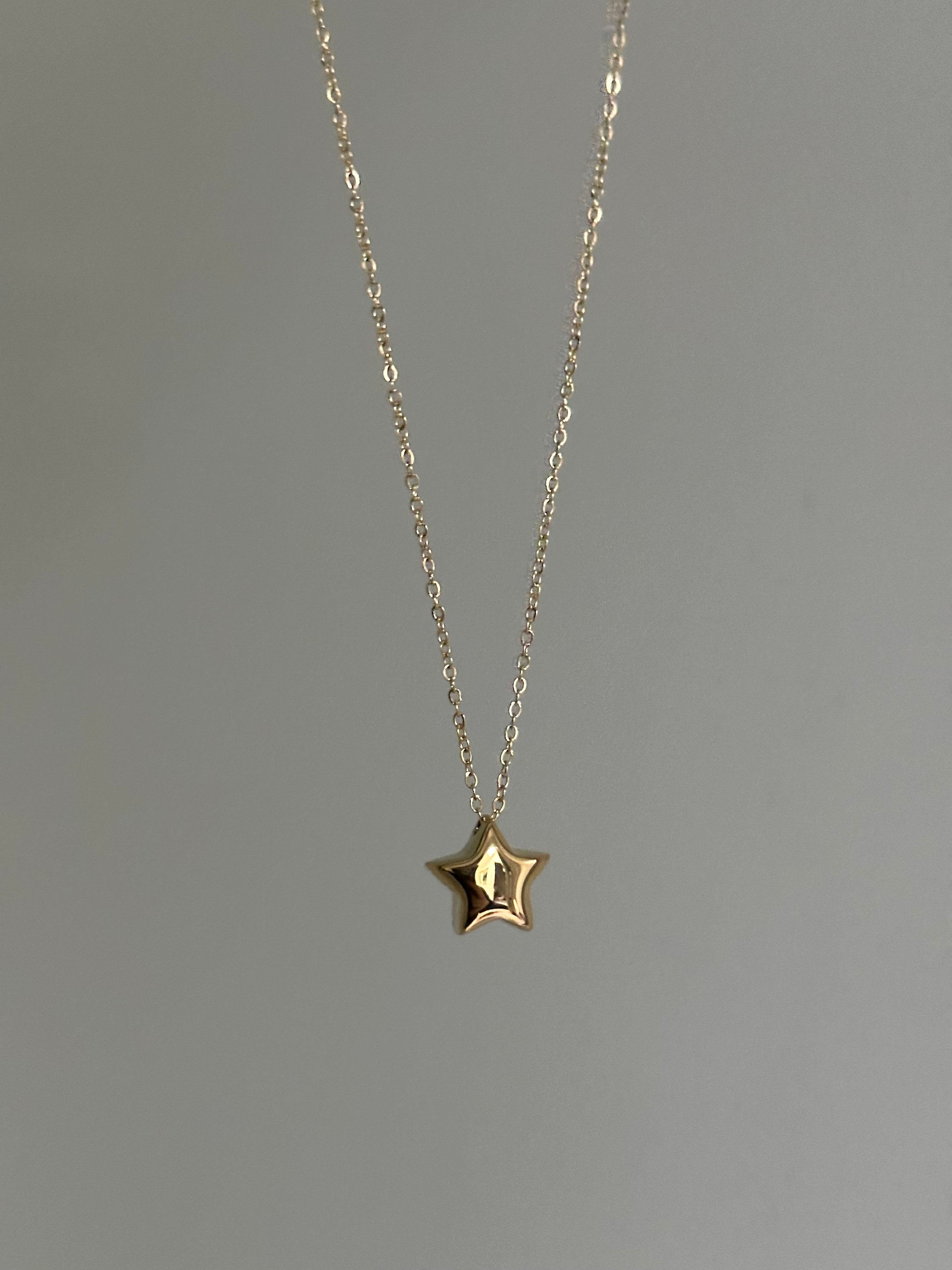 Mini Puffed Star Necklace Puffy Chunky Star Pendant Link Mini Puffed Star Necklace Puffy Chunky Star Pendant Link