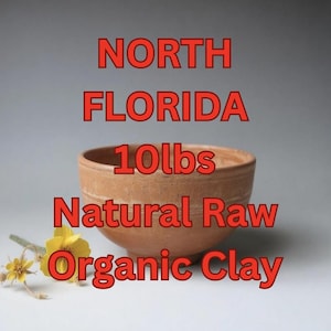 May include: A 10lb bag of North Florida Natural Raw Organic Clay. The clay is a light brown colour and is shown in a ceramic bowl.