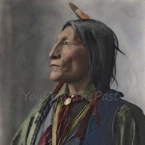 Portrait of a Cheyenne Chief Vintage 1898. 8,5x11" efemeryda do wydrukowania w domu. Sztuka ścienna, Junk Journal, albumy, tworzenie kartek, wystrój domu