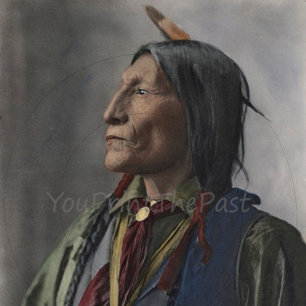 Portrait of a Cheyenne Chief Vintage 1898. 8.5x11" ephemera to print at home. Wall Art, Junk Journal, Scrapbooks, Card Making, Home Decor