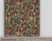Antique Dark Floral Decorative Paper | Printable Vintage Textile Design sized to print at home |  Journal, scrapbook, invitation, home decor