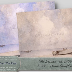 Vintage Coastal Scene. Antique museum painting to print. 8x10&quot; for home printing and framing, or use in crafts, journals, scrapbooks