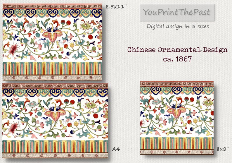 Decorative Paper Vintage Floral 8.5x11 A4 8x8. Etsy