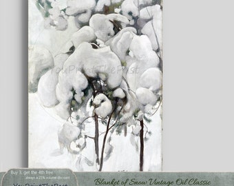 Blanket of Snow Oil Reproduction ca. 1899. 7 x 10" Vintage Printable for home printing & home decor. Use in DIY gifts, journals, scrapbooks