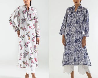 Latest Pakistani designer kurti | 1PC printed shirt Khaddar slub material | stitched Basic Printed shirt | Indian long shirt | women's kurti