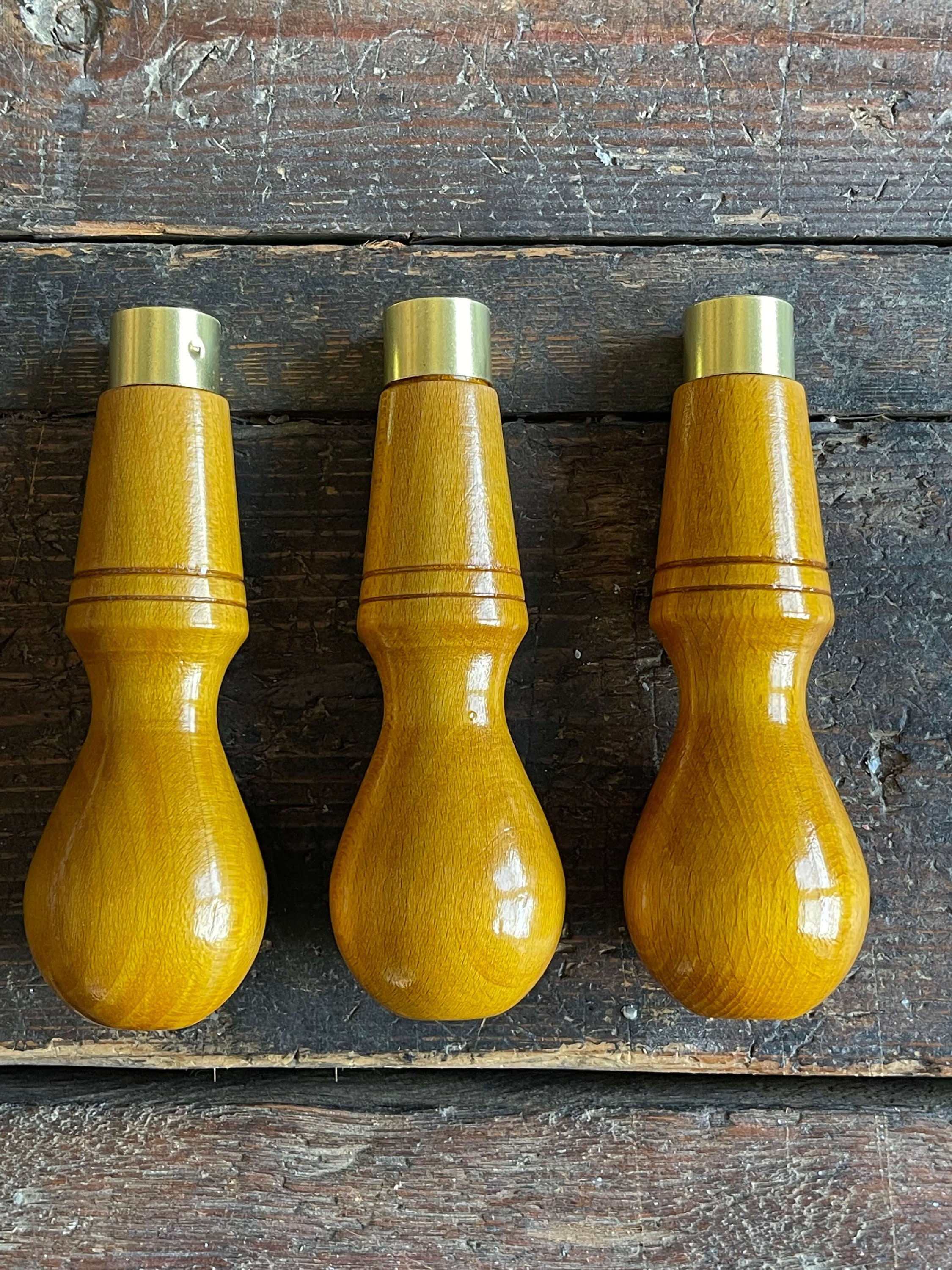 Yellow Cabinet Screwdriver Handle / Beech Tool Handle / Wooden Tool Handles / 6 inch wooden handle with polished brass ferule