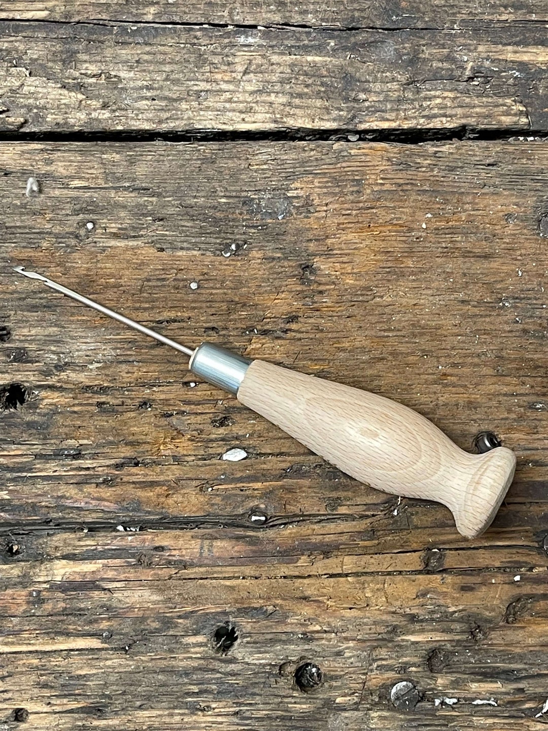 Double Hook Awl in Beech Handle / Sewing Awl / Stitching Awl / Craft