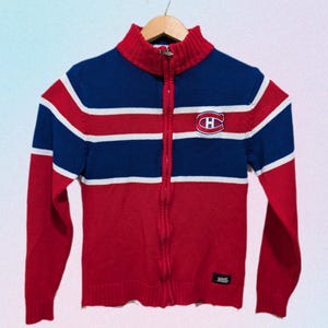 ILANCO Vintage National Hockey League Montreal Canadiens NHL Zip Up Sweater Size SMALL