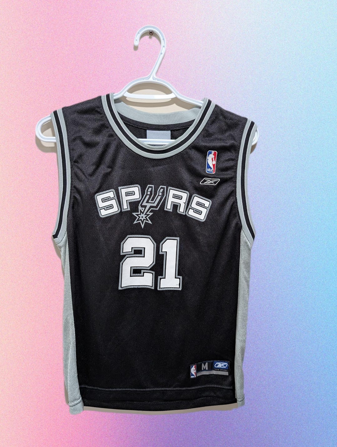 AWESOME BOY DUNCAN 21 ユニフォーム XL Tim Duncan NBA Reebok #21 San Antonio Spurs VINTAGE Youth M Black