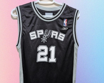 Tim Duncan NBA Reebok #21 San Antonio Spurs VINTAGE Youth M Black Jersey