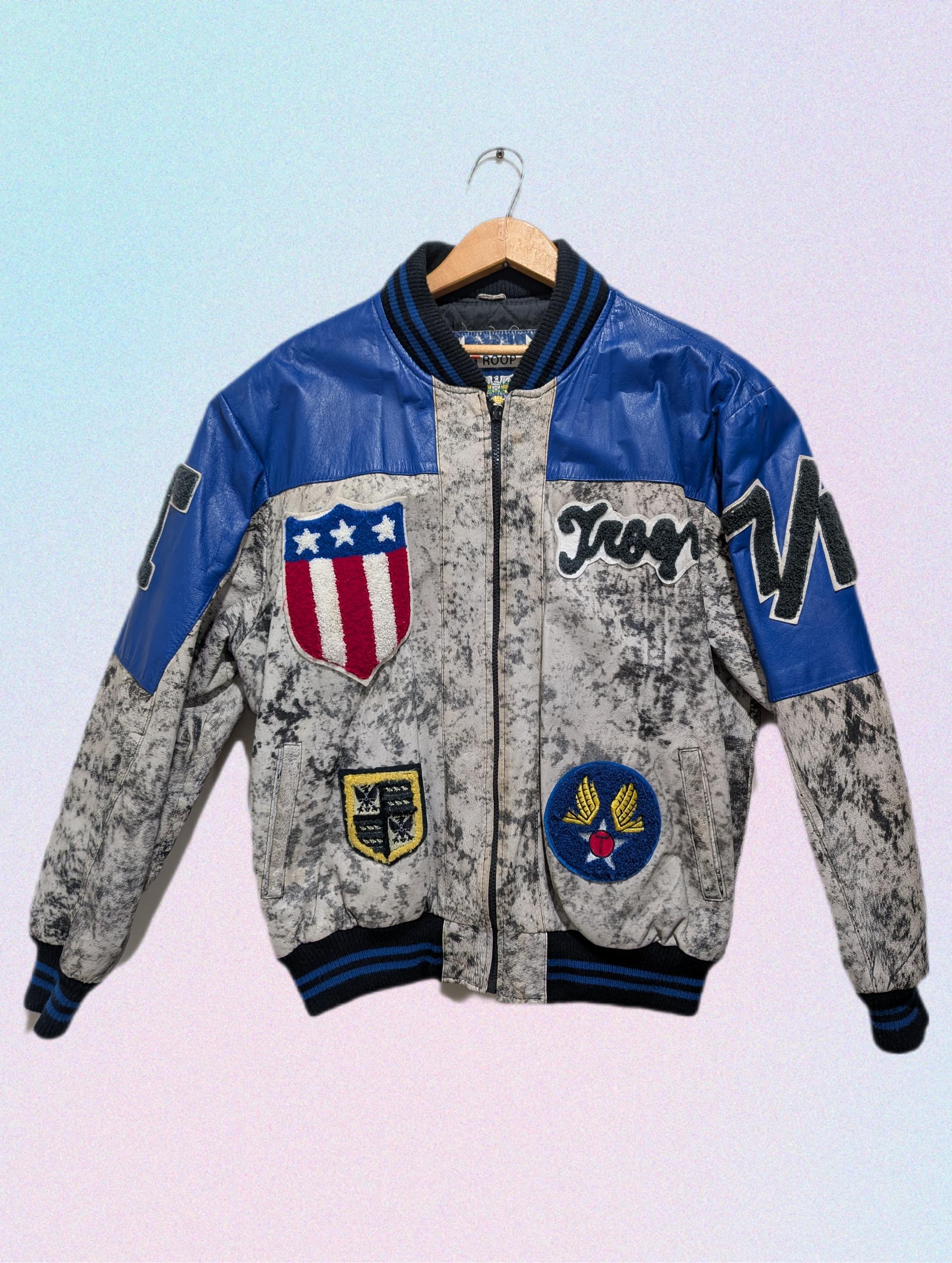 RARE Vintage 80s Troop LL Cool J Leather Varsity Bomber Jacket