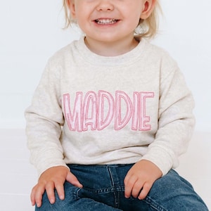 Monogram Toddler Sweatshirt: Embroidered Kids Pullover Sweater. Boy Girl Christmas Gift or Birthday Gift