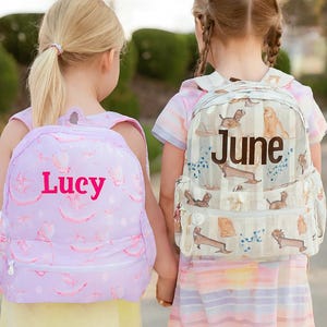 Custom Embroidered Name Backpack: Nylon School Bag (15x13x5) Ballet, Dog, Floral, Gingham, Duck, Tractor