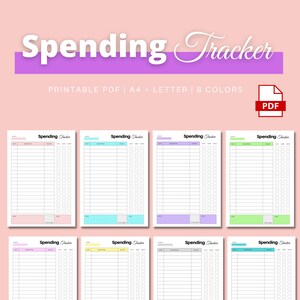 Printable Spending Sheet | Expenses Tracker | Spending Tracker | Daily Spending Log | Finance Tracker | PDF Size A4, A5, US Letter
