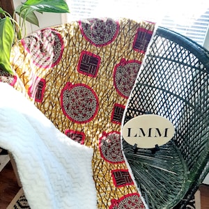 African Wax Print Throw with Plush Back