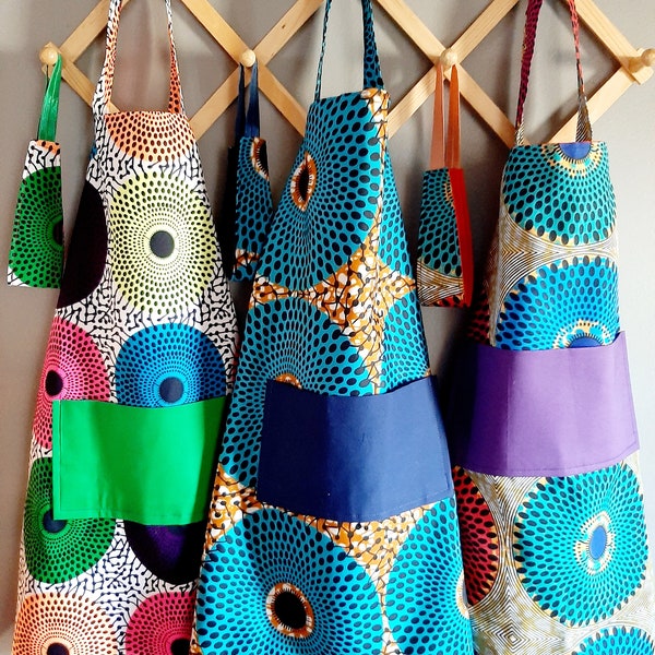 African Inspired Wax Print Reversible Apron