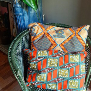 African Wax Print Pillows with Plush Back (Large Pillow)
