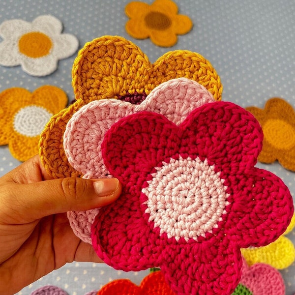 Crochet Pattern, Crochet Flower Coaster, Flower Crochet Pattern, Y2K, Crochet Flower Pattern, Crochet Home Decor Pattern