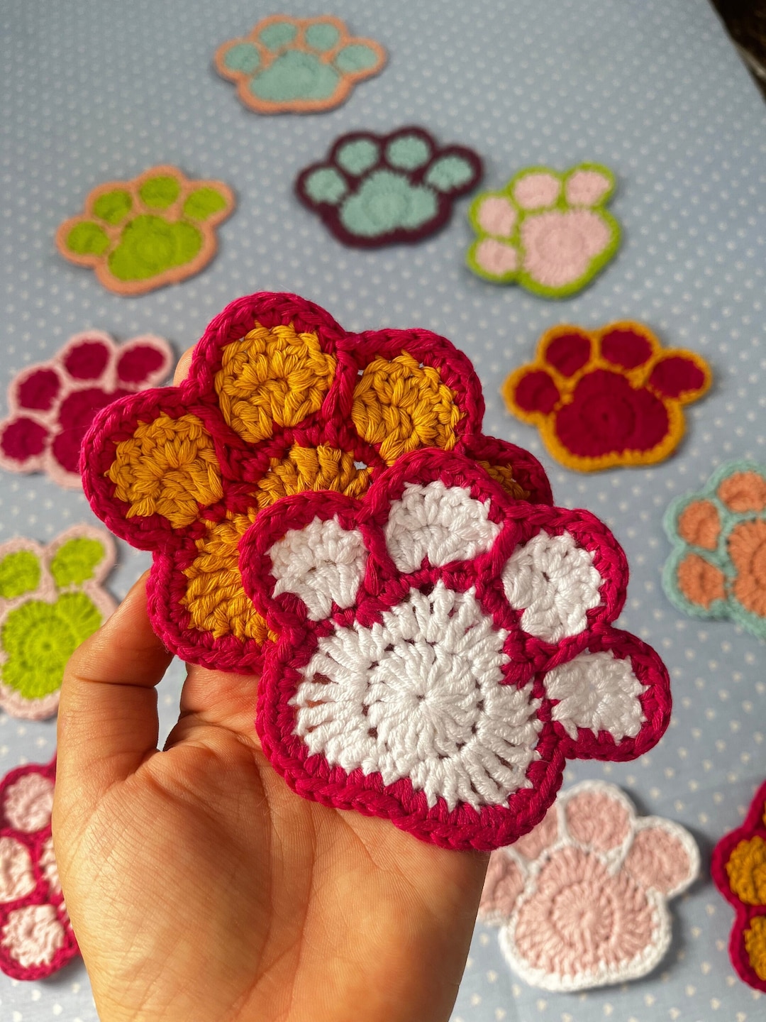 Crochet Pattern, Paw Coaster, Animal Paw Print, Cat Paw, Kitty Paw