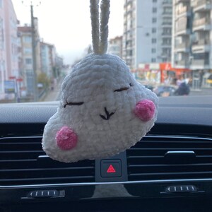 Cute Car Mirror Hanging Cloud Interior Rear View Mirror Flower Car Accessories Crochet gift for car