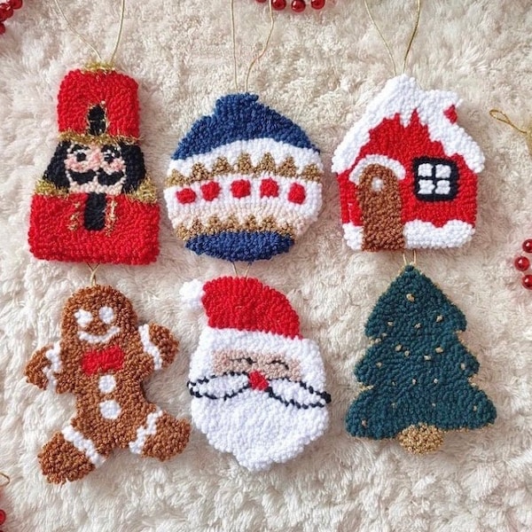 Punch Needle Ornaments Etsy
