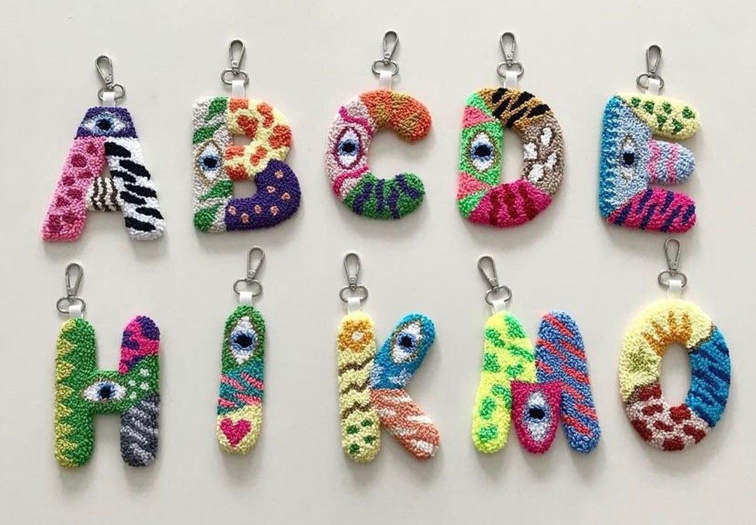 Punch Needle Keychain Keychain Punch Alphabetıc Keychain Embroıdery