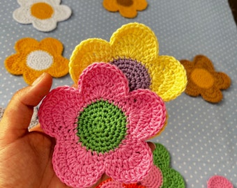 crochet flower coaster, flower pattern, crochet flower pattern, Y2K theme, Crochet Pattern, Y2K Home Decor