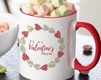 Valentine's Day Mug for a Nurse, Love a Nurse, RN Gift, LPN Gift, Coffee Mug for Nurse with Color Inside