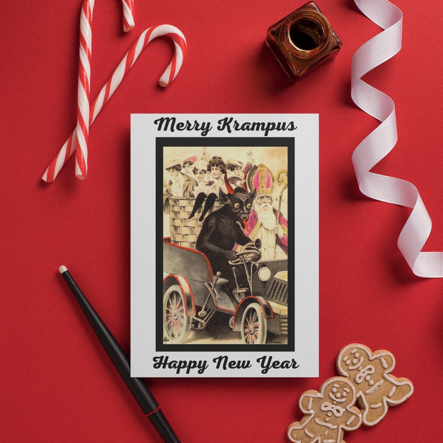Merry Krampus Happy New Year Krampus Greeting Card Krampus Etsy Canada