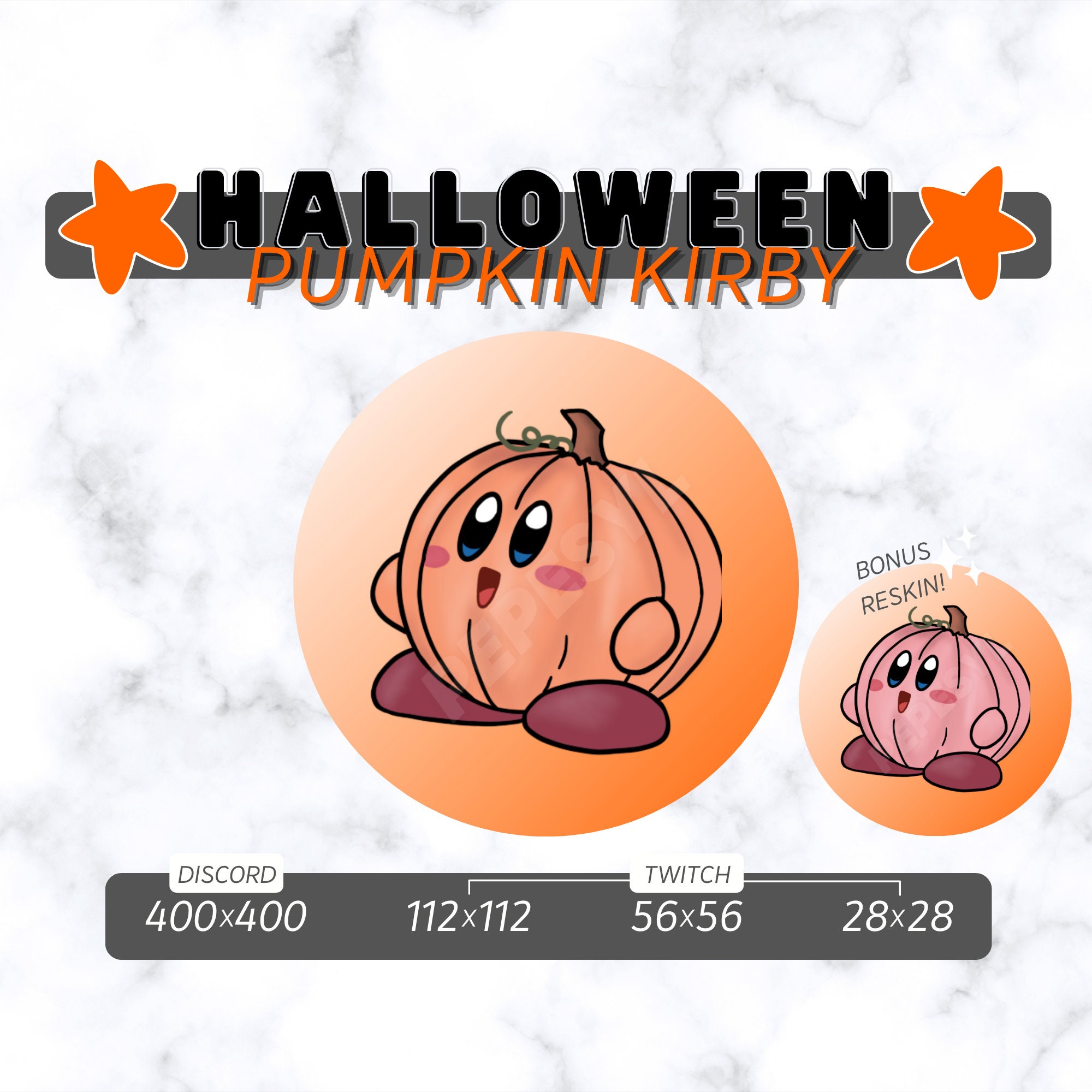 Halloween Pumpkin Kirby Emote 2 Color Variations Discord - Etsy