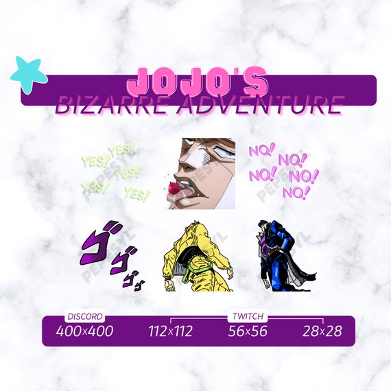 Jojo's Bizarre Adventure Emote Pack Discord Twitch Etsy UK