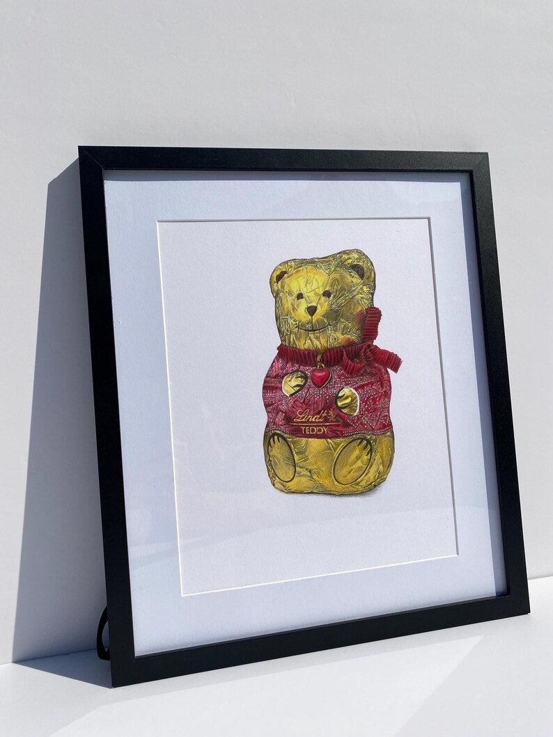 Lápices de colores originales Lindt Teddy, dibujo realista, arte original imagen 4
