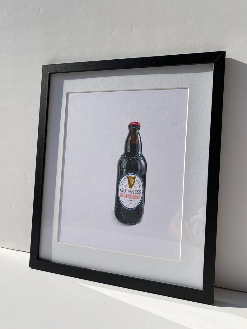 Original Guinness Stout Bottle Drawing, Realistic Coloured Pencil Art image 4