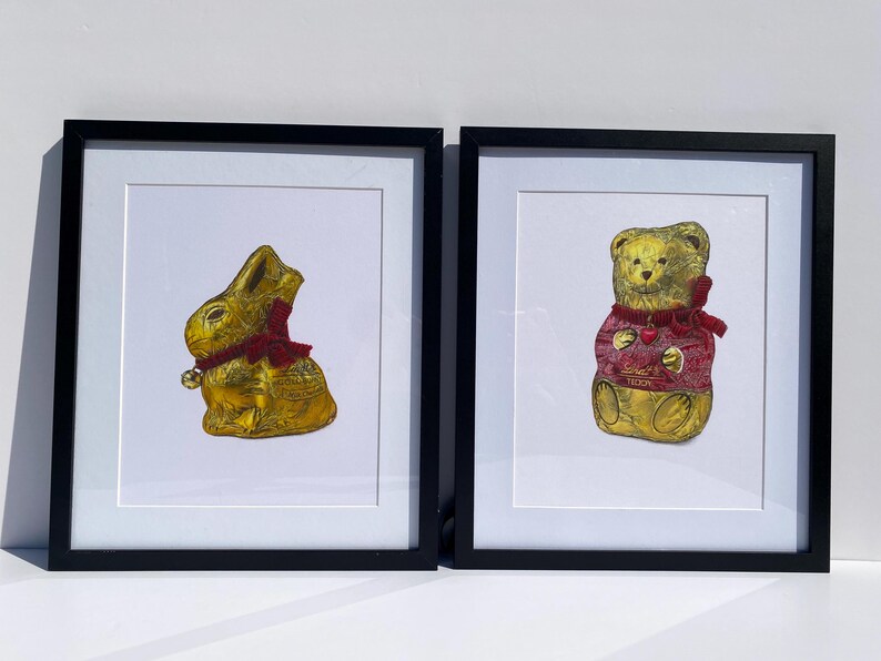 Lápices de colores originales Lindt Teddy, dibujo realista, arte original imagen 2