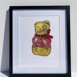 Lápices de colores originales Lindt Teddy, dibujo realista, arte original imagen 1