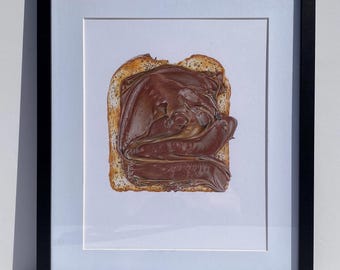 Oryginalna Nutella na toście, Kredki kolorowe, Realistyczny rysunek, Oryginalna sztuka