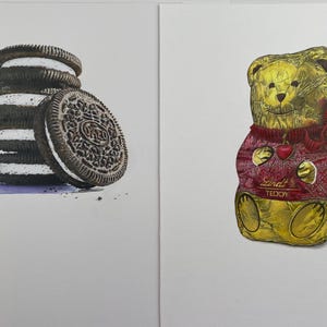 Lápices de colores originales Lindt Teddy, dibujo realista, arte original imagen 9