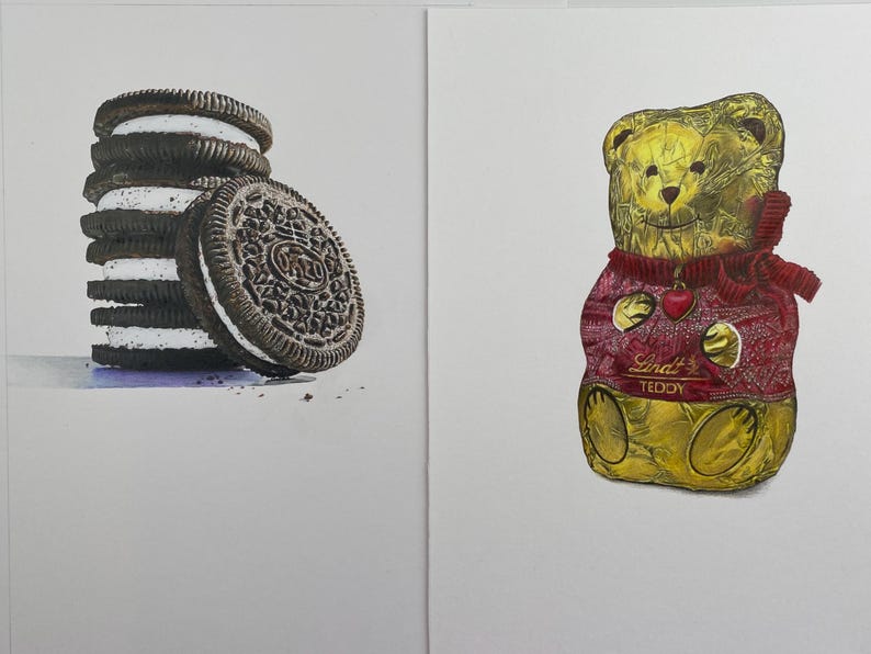 Lápices de colores originales Lindt Teddy, dibujo realista, arte original imagen 9