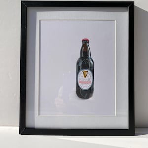 Original Guinness Stout Bottle Drawing, Realistic Coloured Pencil Art image 1