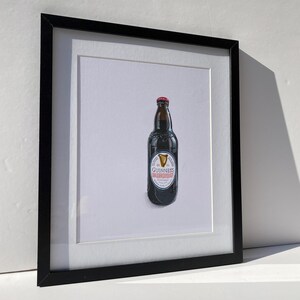 Original Guinness Stout Bottle Drawing, Realistic Coloured Pencil Art image 3