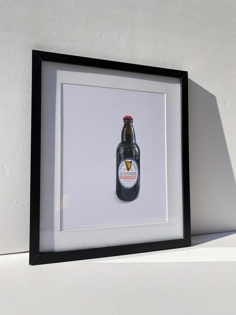 Original Guinness Stout Bottle Drawing, Realistic Coloured Pencil Art image 3