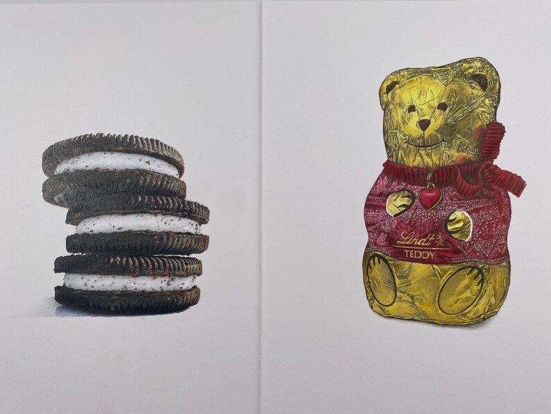 Lápices de colores originales Lindt Teddy, dibujo realista, arte original imagen 18