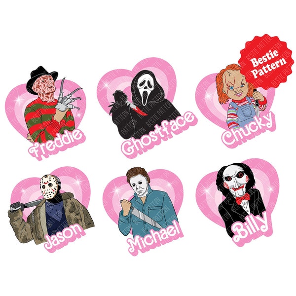 Horror Dolls PNG Set - Y2k Horror- Horror Characters PNG - Horror Characters Bundle - Pink doll PNG - Horror Characters Sublimation