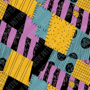 Sally Patches Seamless Pattern - Sally Patches Seamless File - Halloween Patchwork Seamless - -Sally Patches Fabric File = Halloween File
