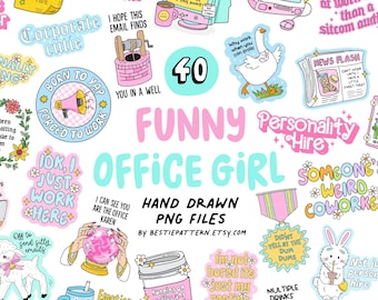 Funny Office Girl PNG Bundle Sarcastic Office Clipart Designs stickers sublimation bookmark work quotes coworker