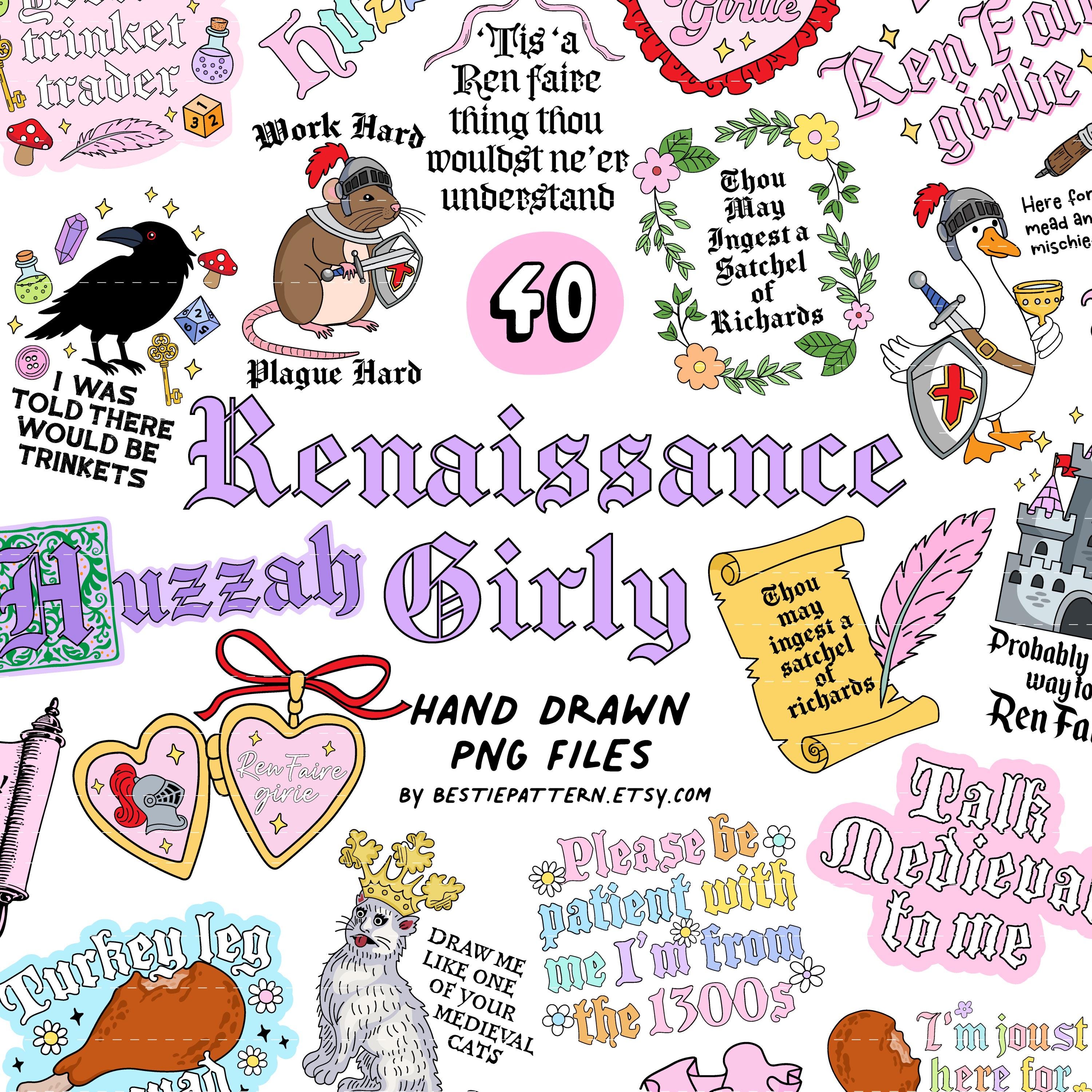 Trinket Label Renaissance Girly PNG Bundle Ren Faire Trinket Girlie Renaissance Faire ...