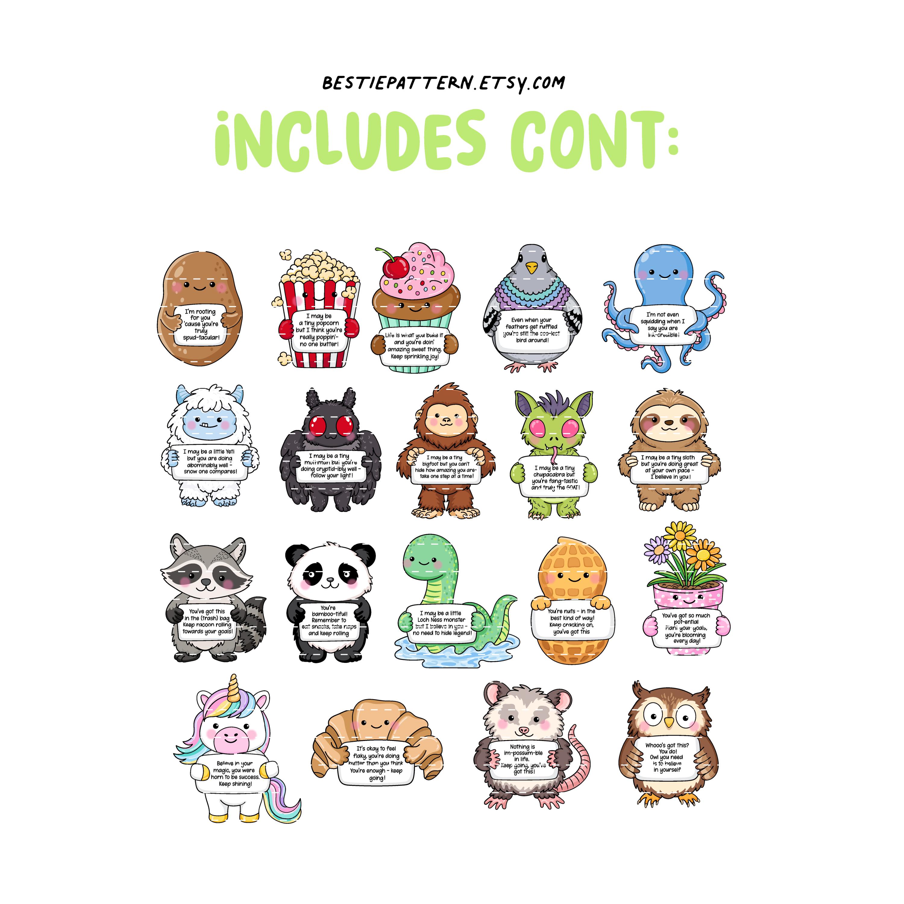 Emotional Support Characters PNG Bundle, Animals, Clipart, Mental ...